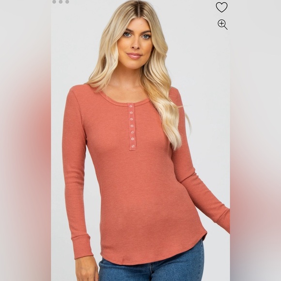 Old Navy | Women’s Long Sleeve Waffle Knit XS Front Button Snap Coral - Picture 1 of 9